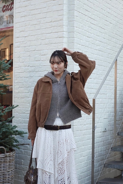 ダブルZIPフーディーニット